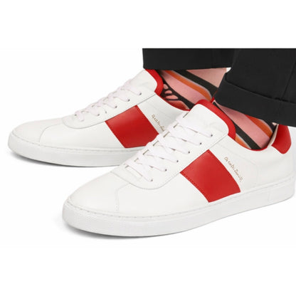 Paul Smith Unisex White and Red Leather Sneakers