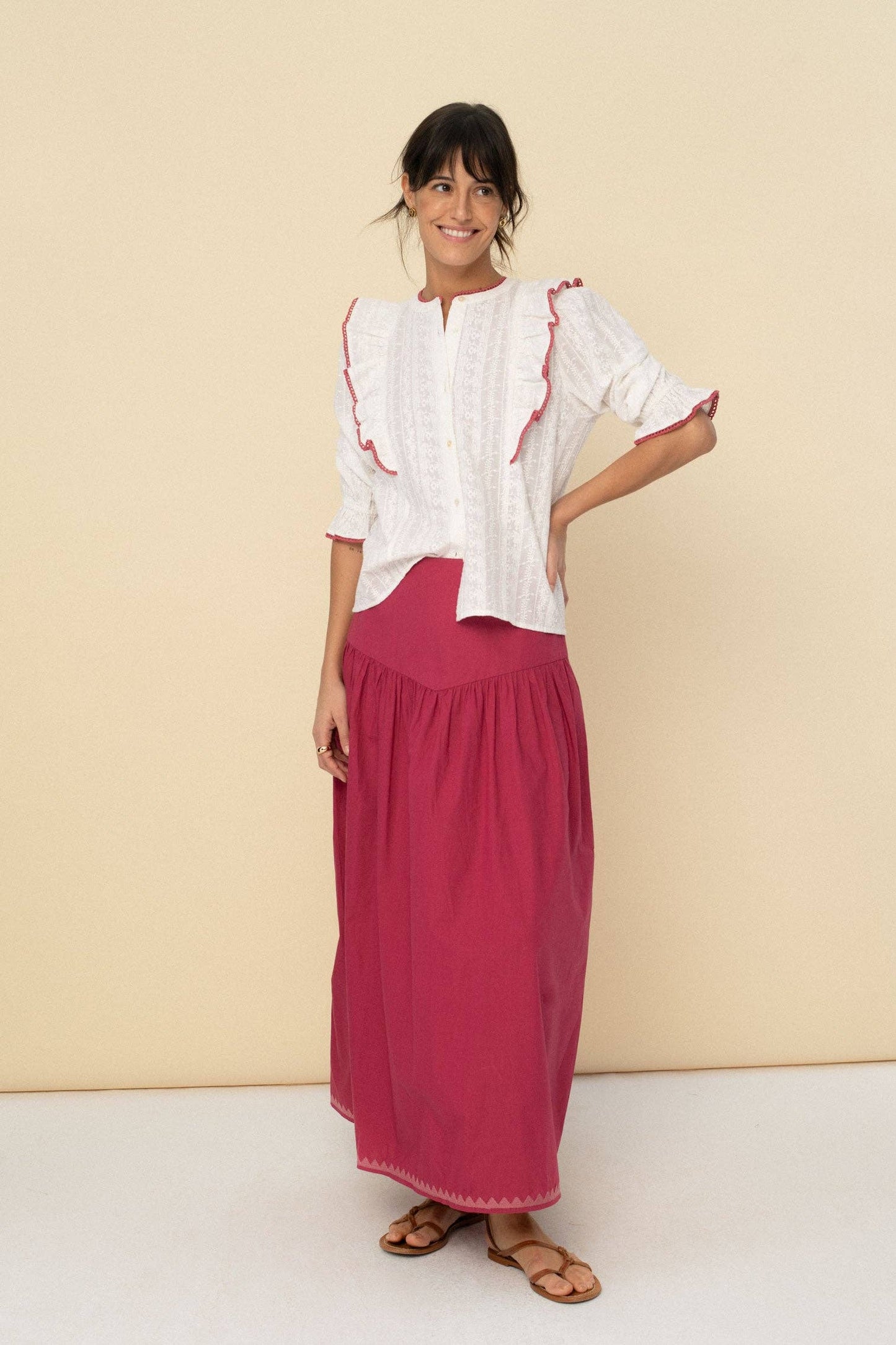 Maxi Length Skirt in Cherry