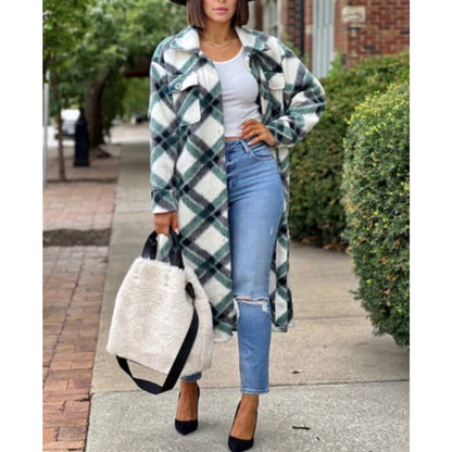 Elan Oversized Green Plaid Shirt Jacket