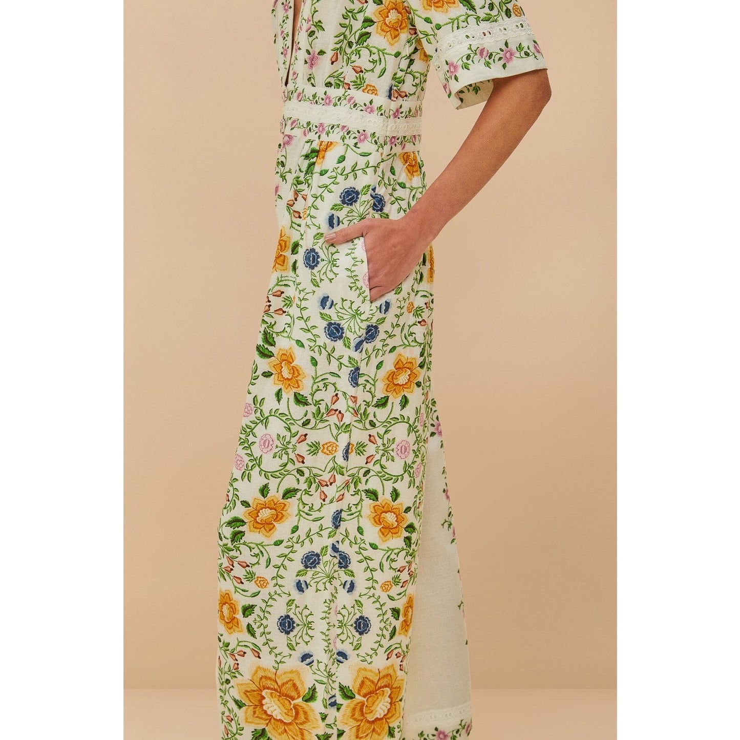 FARM Rio Off-White Folk Floral Lenzing™ Ecovero™ Euroflax™ Jumpsuit