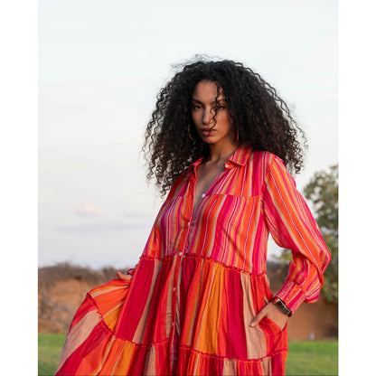 Gold & Silver Cuba Orange Colorway Maxi Dress
