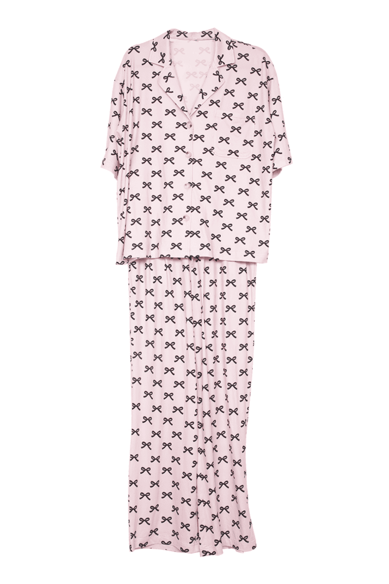 Katydid Black & Pink Mini Coquette Bows Pajama Pants Set