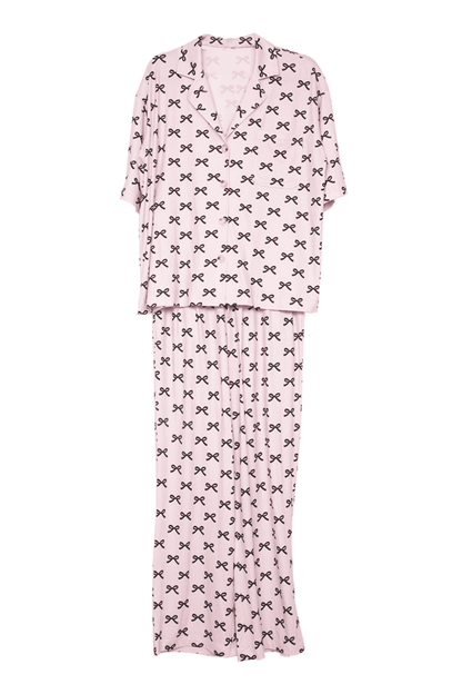 Katydid Black & Pink Mini Coquette Bows Pajama Pants Set