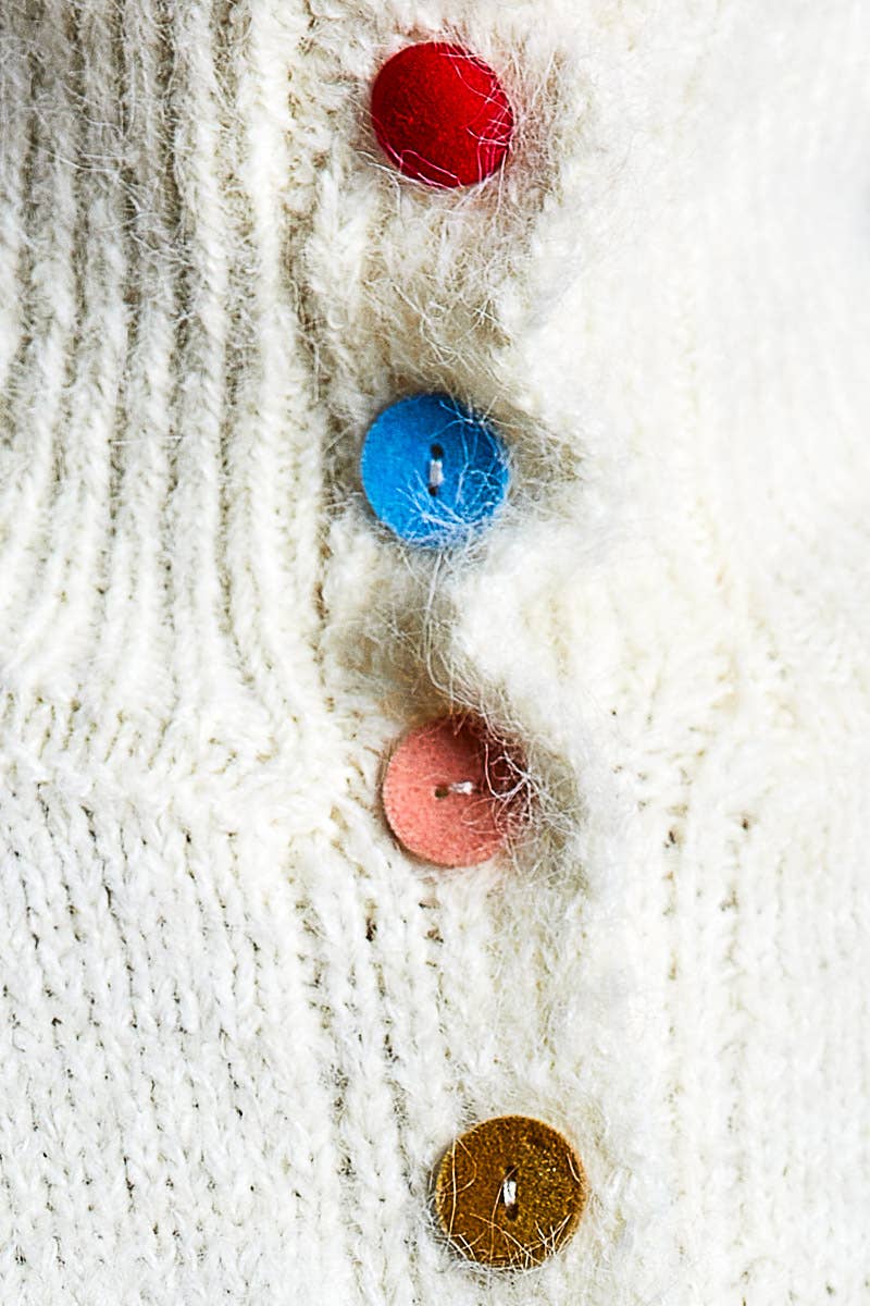 Pol Clothing - Chic Collar Button Knit Cardigan Cozy Oversized Sweater SALE