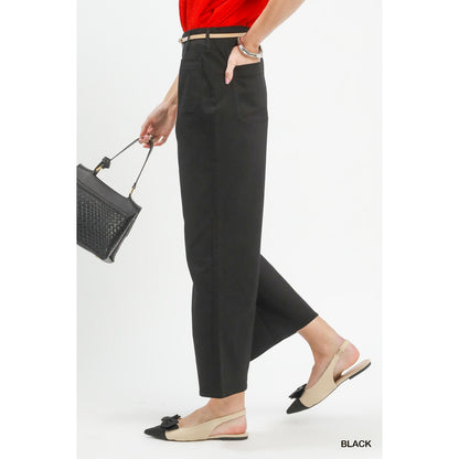 Umgee Black High Waist Wide Leg Crop Pants