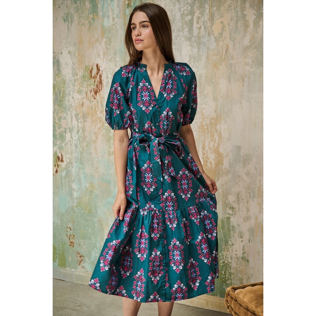 Sugarlips Wynette Tiered Midi Dress Folklore
