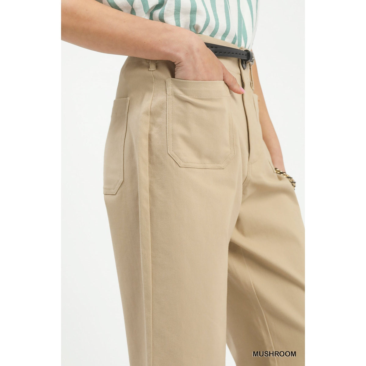 Umgee Mushroom High Waist Wide Leg Crop Pants