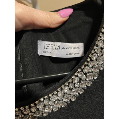Mac Duggal Black Rhinestone Beaded Collar Column Gown