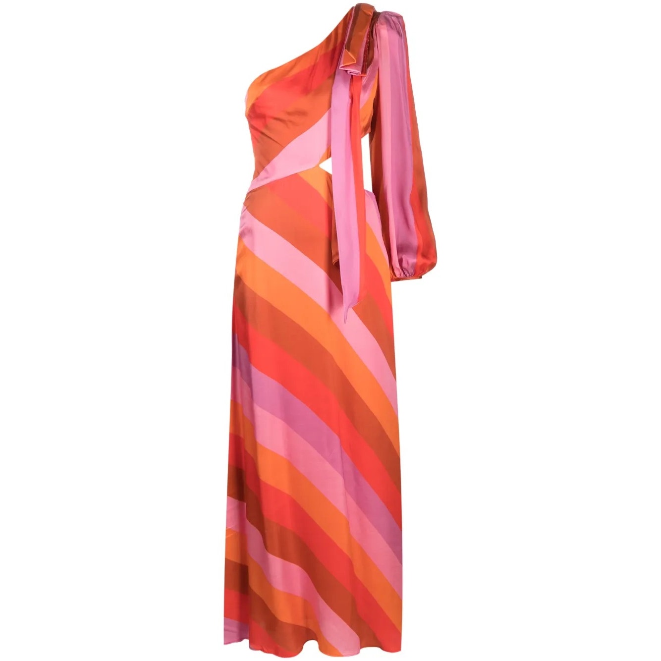 Farm Rio Party Stripes Multicolor One Shoulder Maxi Dress