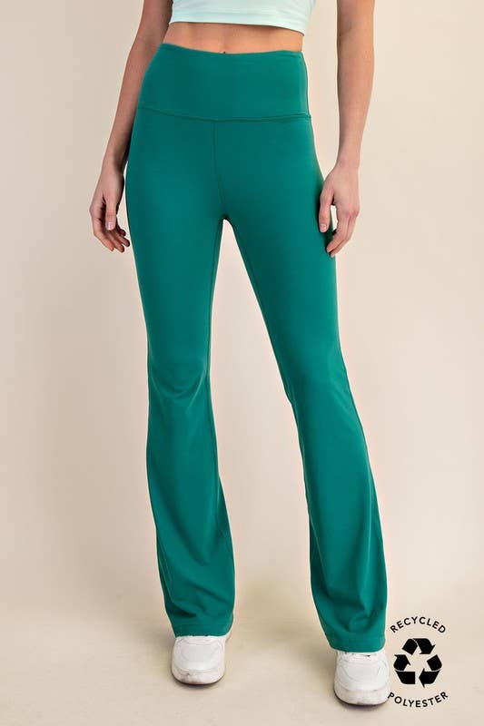 Sunday Morning Hi-Waist Bell Bottom Yoga Pants - Black or Green