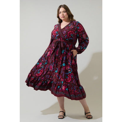 Sugarlips Tory Paisley Mindie Wrap Midi Dress - XS-3X