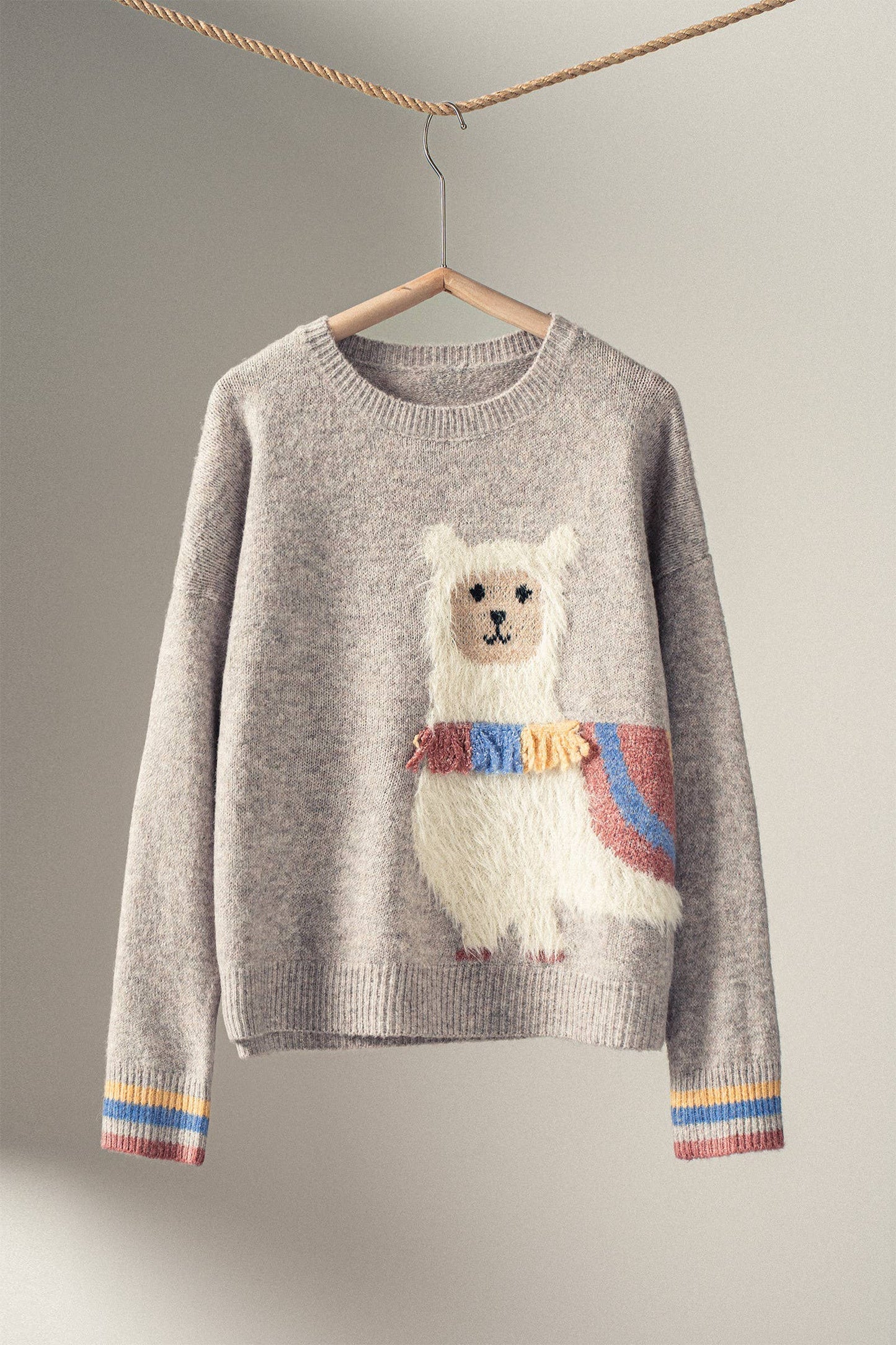 Urban Daizy Whimsical Alpaca Embroidered Knit Sweater