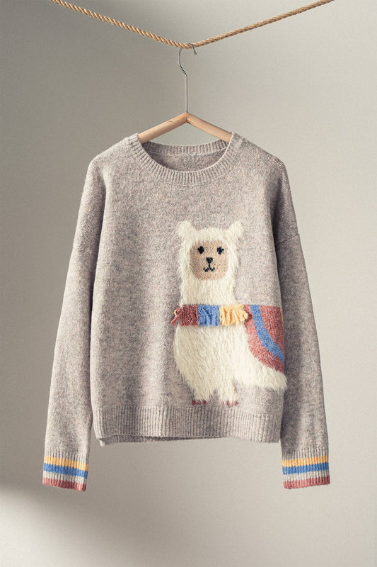 Urban Daizy Whimsical Alpaca Embroidered Knit Sweater
