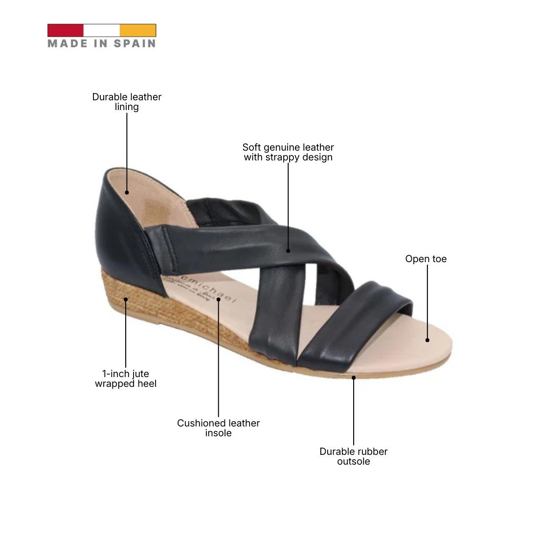 ERIC MICHAEL NETTIE WOMEN'S SANDAL in Black