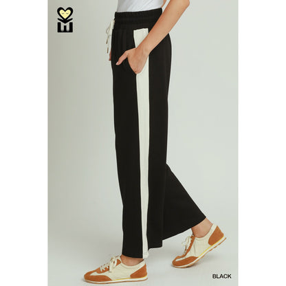 Umgee Black LUXEKNIT Contrast Straight Leg Pants