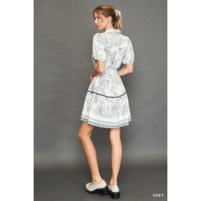 Umgee Abstract Print Button Down Mini Dress