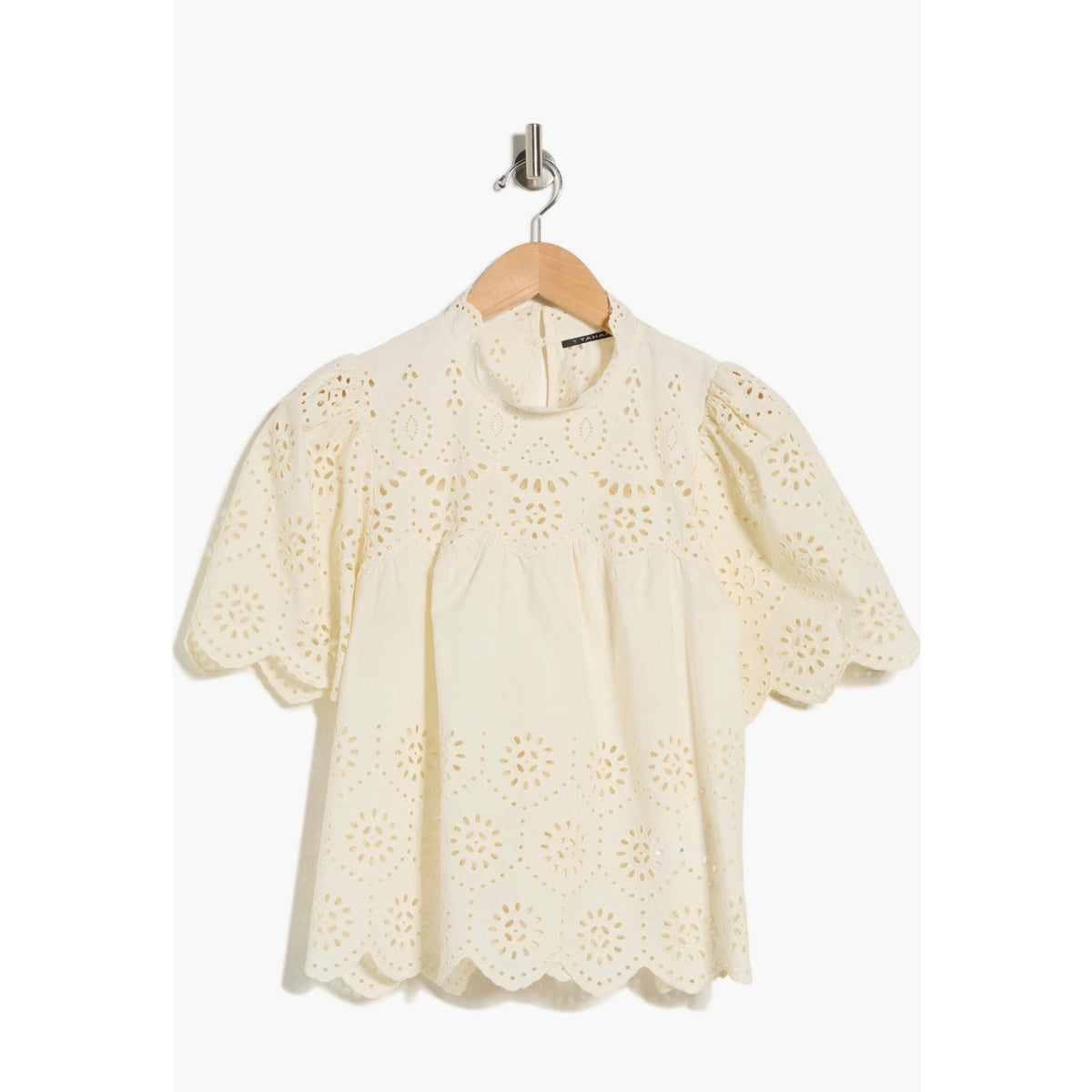 T Tahari Embroidered Eyelet Cotton Top