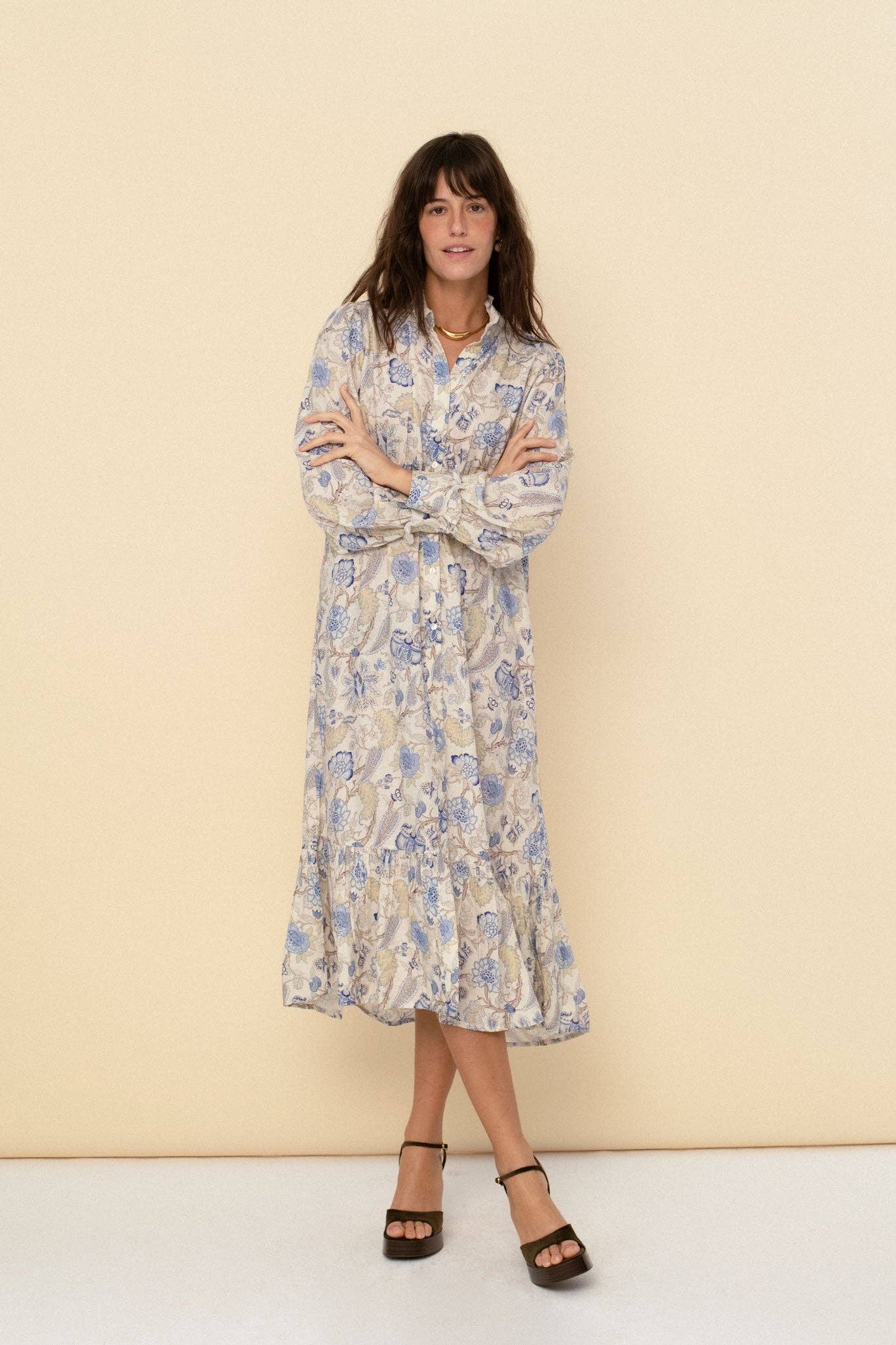 Juana Dress in Blue/White