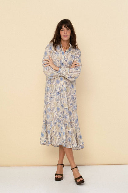 Juana Dress in Blue/White