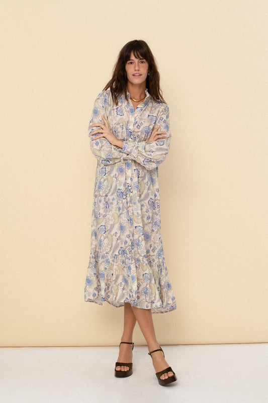 Juana Dress in Blue/White