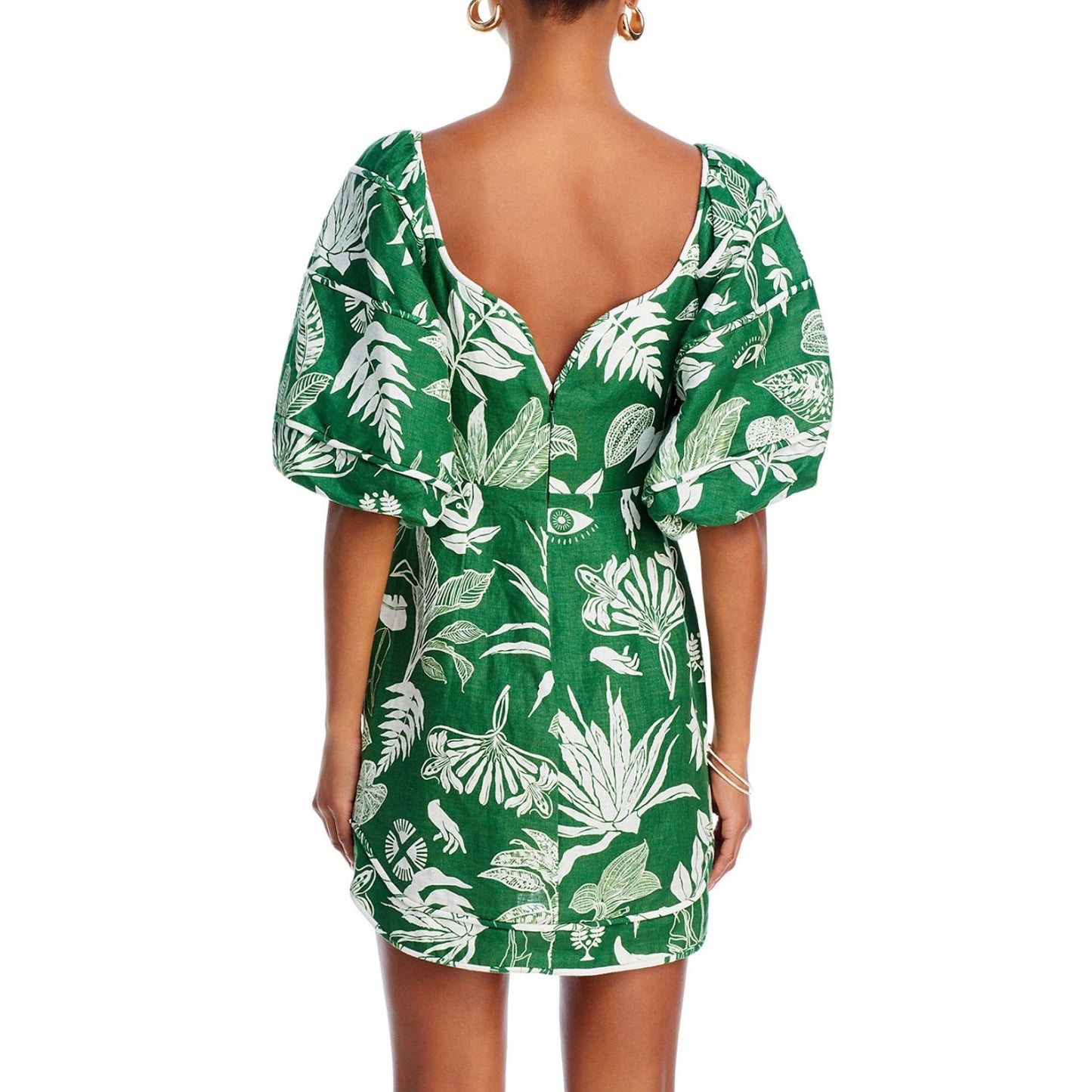 Farm Rio Forest Green & White Soul Linen Mini Dress