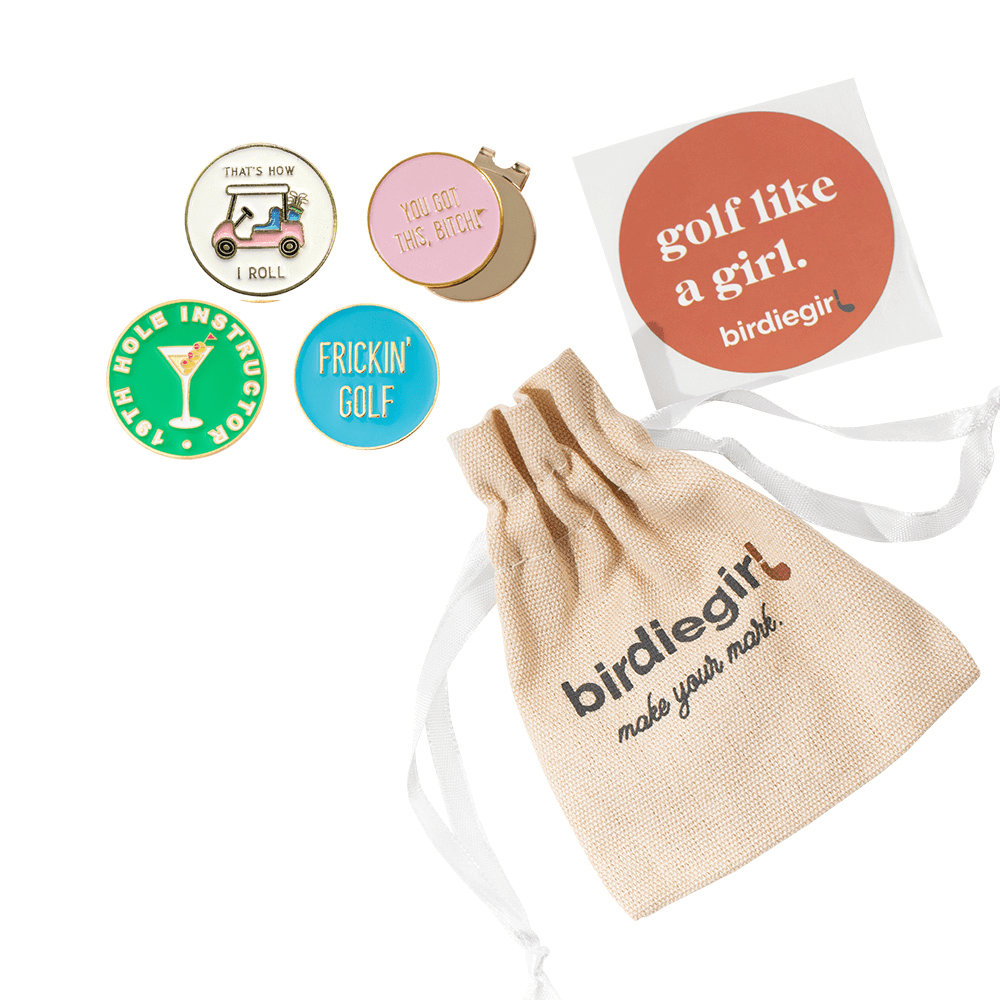 Birdie Girl Golf - Sassy Women's Golf Ball Marker Collection (set of 4) with Hat Clip