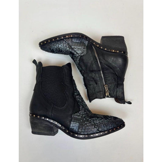 A.S.98 Women's Black Leather Ankle Boot