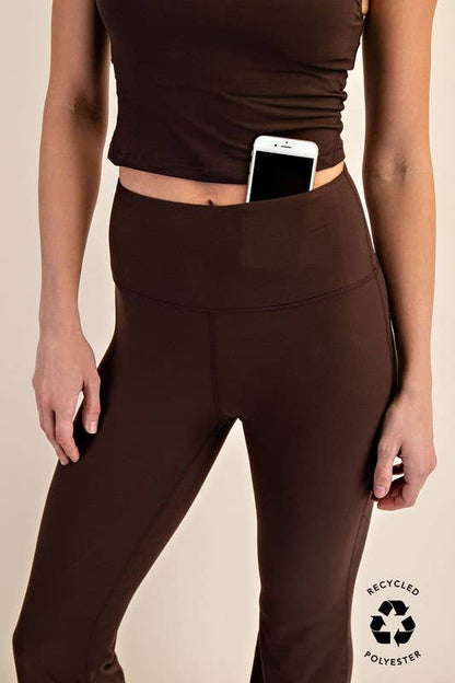 Sunday Morning Hi-Waist Bell Bottom Yoga Pants - Black or Green