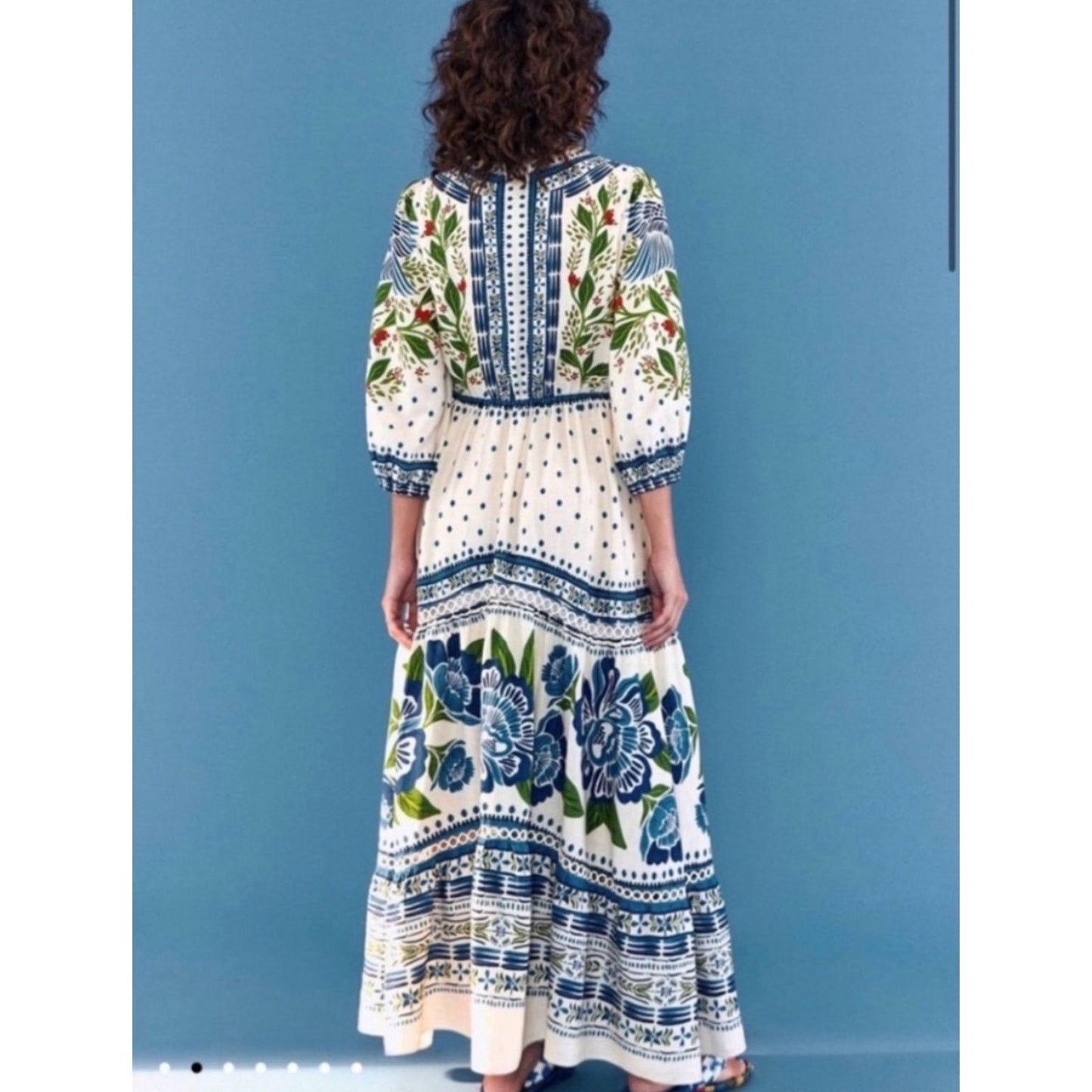 Farm Rio Blue and White Floral Maxi