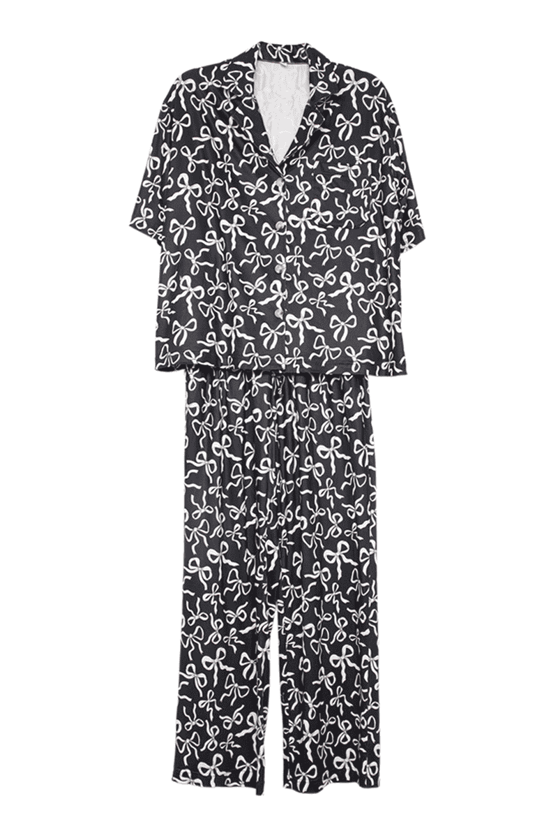 Katydid Black Bow Print PJ Pants Set