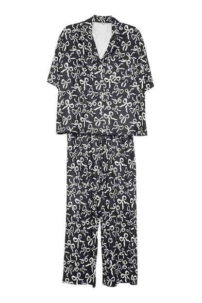 Katydid Black Bow Print PJ Pants Set