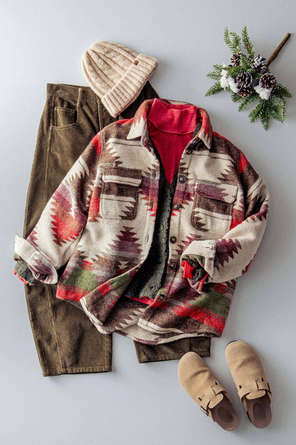 Urban Daizy Aztec Print Jacket - Western-Inspired, Relaxed Fit