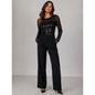 Polo Ralph Lauren Women's Black Sequined Mesh & Jersey Bodysuit