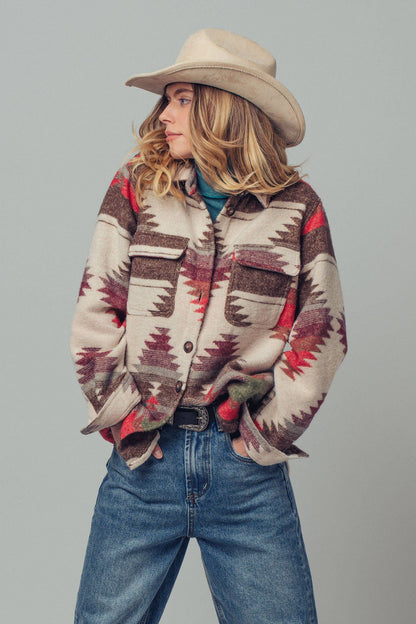 Urban Daizy Aztec Print Jacket - Western-Inspired, Relaxed Fit