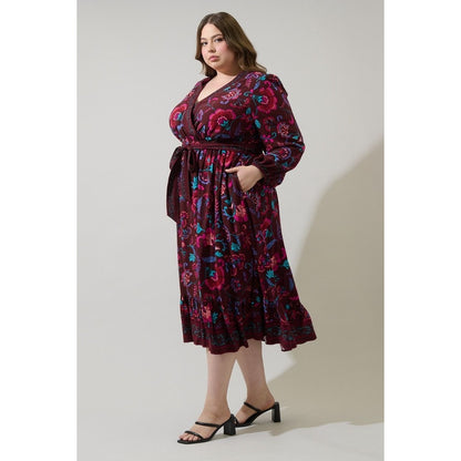 Sugarlips Tory Paisley Mindie Wrap Midi Dress - XS-3X
