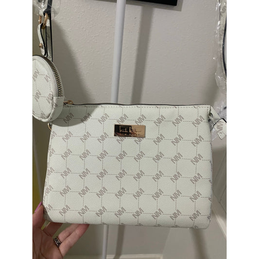 Nicole Miller Ivory Signature Logo Crossbody