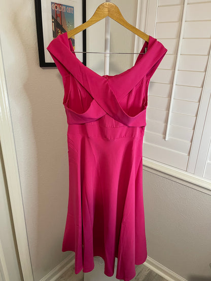 Hot Pink Off-Shoulder Swing Dress