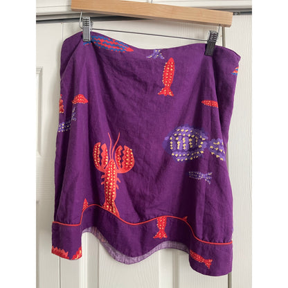 Farm Rio x Anthropologie Purple Scalloped Lobster Skirt