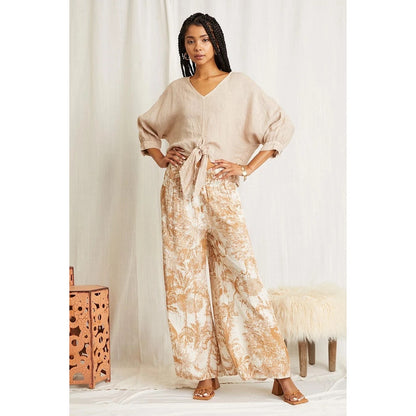 Scandal Italy Caramel and Cream Wide Leg Micah Pants