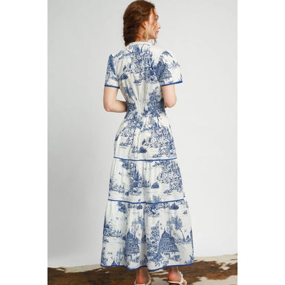 Umgee Scenic Toile Smocked Waist Maxi Dress