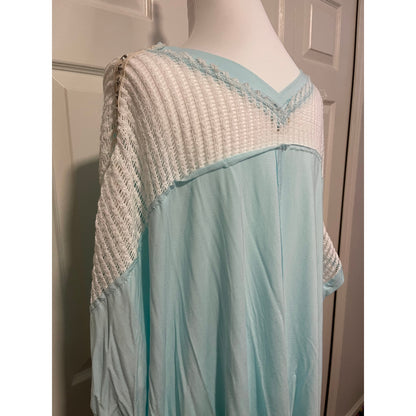 POL Soda Blue Candy Studded Star V Neck Top