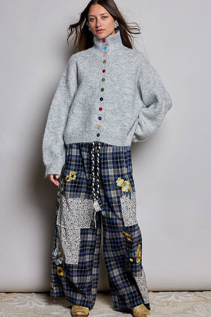 Pol Clothing - Chic Collar Button Knit Cardigan Cozy Oversized Sweater SALE