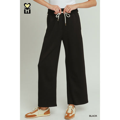 Umgee Black LUXEKNIT Contrast Straight Leg Pants