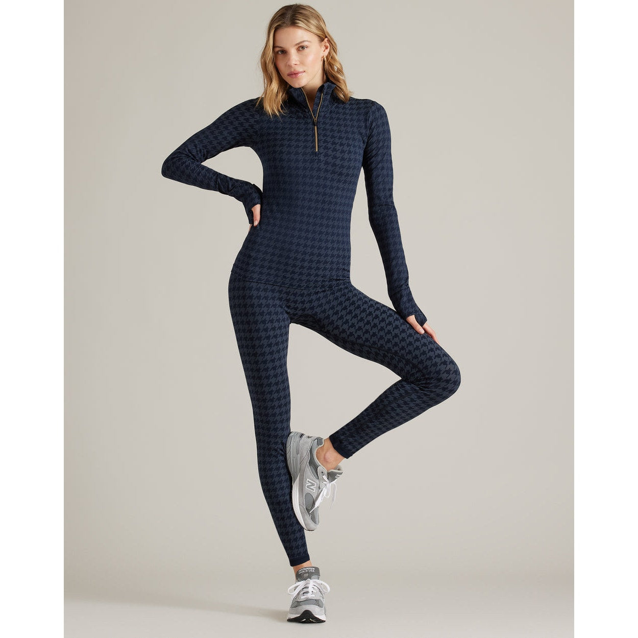 Rhone Navy Blue Houndstooth Seamless Legging