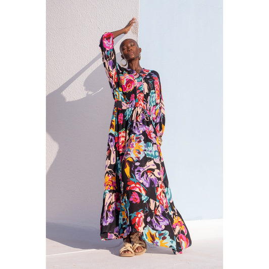 Gold & Silver Paris Colorful Maxi Dress
