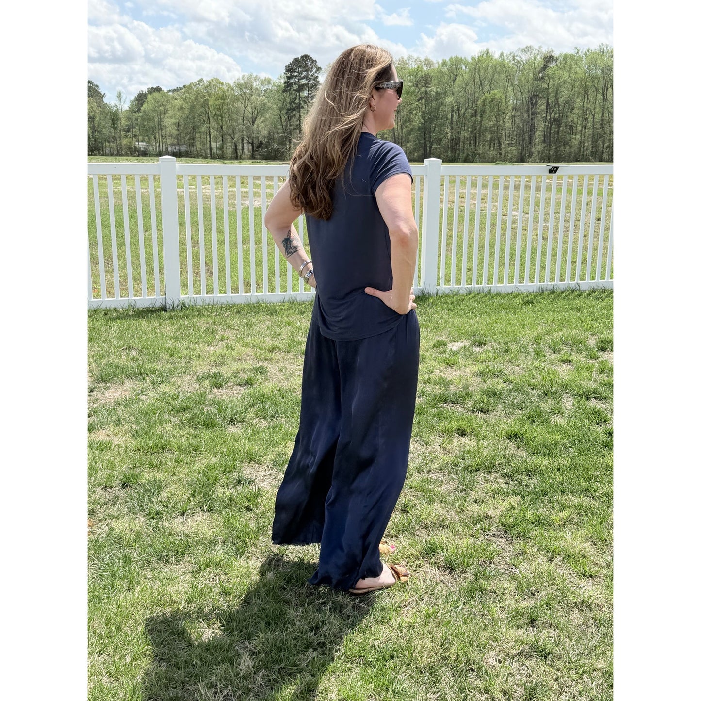 Scandal Italy Navy Alina V-Neck Top