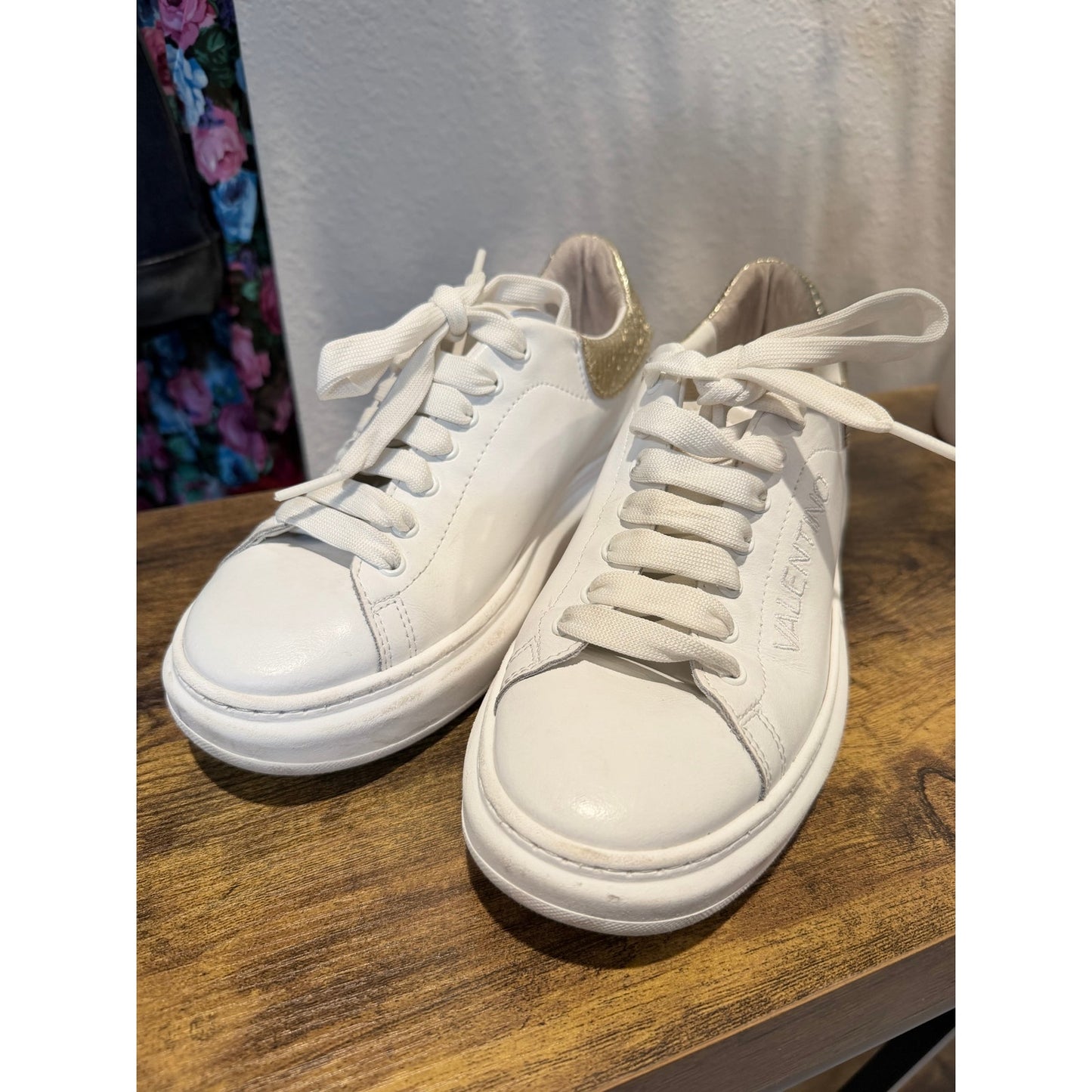 Valentino White Leather Women's Sneakers, Size 8.5