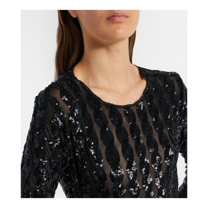 Polo Ralph Lauren Women's Black Sequined Mesh & Jersey Bodysuit
