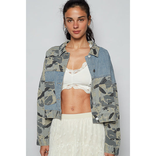 POL Off Duty Vintage Camo Denim Jacket