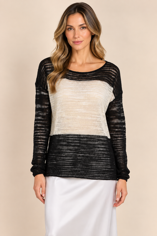 Alice + Olivia Striped Scoop Neck Sweater